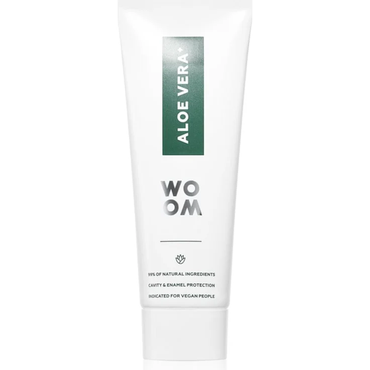 WOOM Aloe Vera+ Toothpaste Zahnpasta, 75 ml, mit natürlichen Extrakten zur Kariesvorbeugung und für frischen Atem