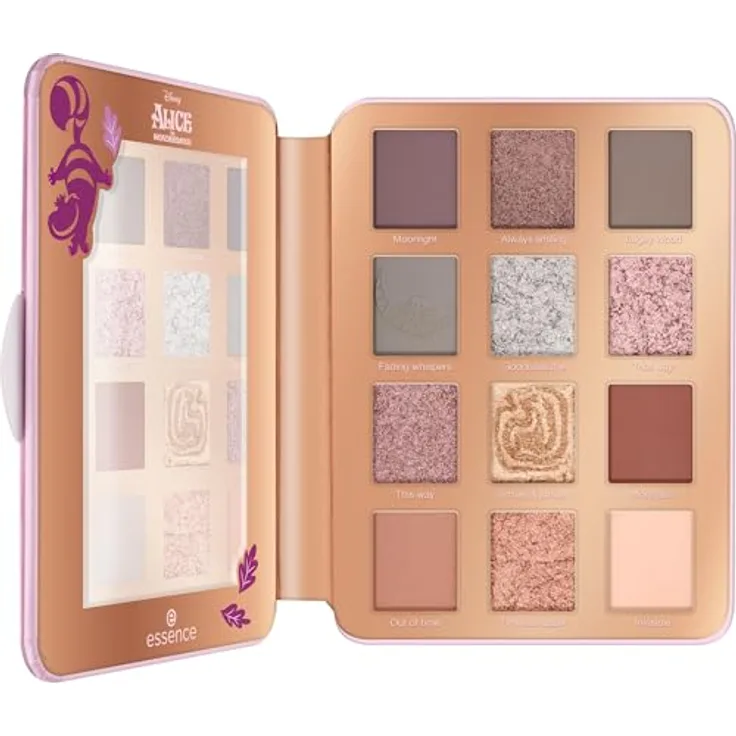 essence Disney Alice in Wonderland Lidschattenpalette 01 - All Smiles Here, 16 g, mit veganen, schimmernden und matten Farbtönen für vielseitige Make-up-Looks