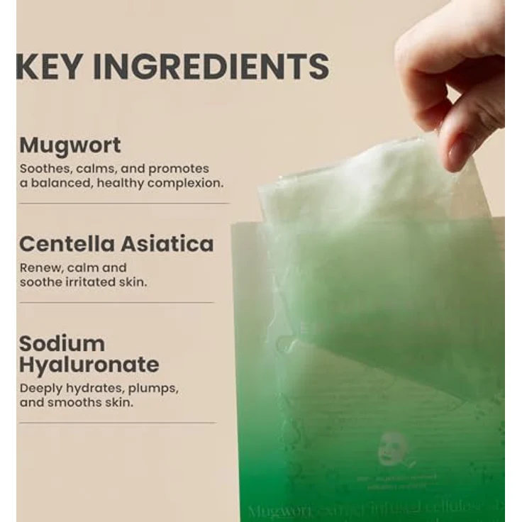AXIS-Y Mugwort Green Vital Energy Complex Sheet Mask, Zellschichtmaske mit feuchtigkeitsspendender und beruhigender Wirkung, 27 ml – Bild 3