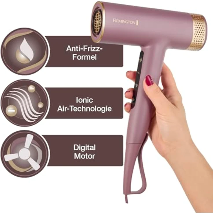 Remington AIRvive™ Haartrockner EC8930, leiser Digitalmotor, 2 Aufsätze, Ionic Air & Anti-Frizz Technologie, 12 Heiz- und Geschwindigkeitsstufen, leicht & kompakt – Bild 5