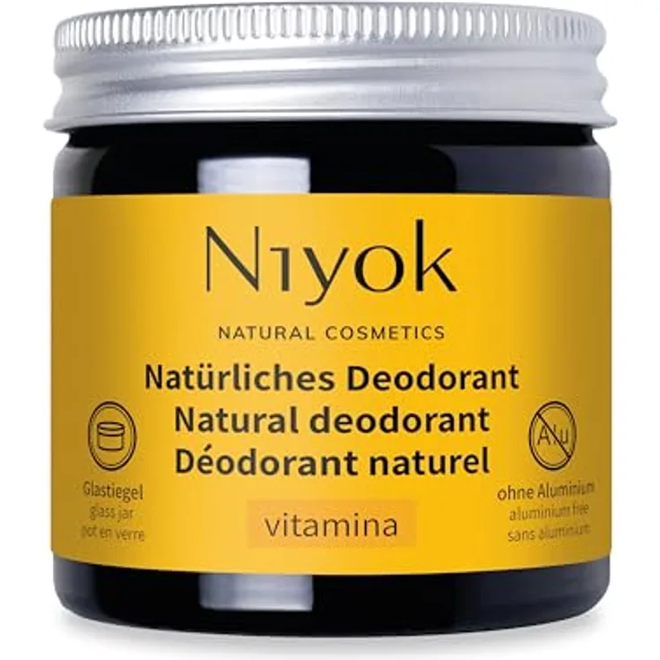 Niyok® 2-in-1 anti-transpirante Deocreme "Vitamina" (40ml) • Natürliches Deo ohne Aluminium • 24h Schutz vor Geruch & Schweiß • Deodorant Creme für Damen & Herren • Feste Deo Creme vegan