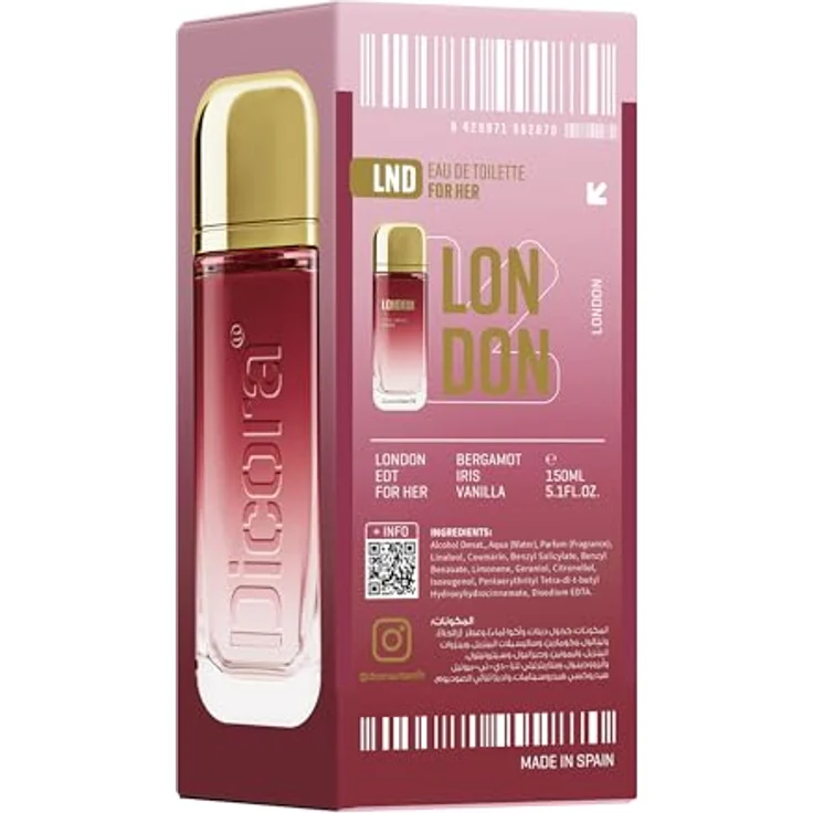 Dicora Urban Fit London for Her, Eau de Toilette für Damen, süßer Blumenduft mit Bergamotte, Jasmin und Vanille, 150 ml, langanhaltend – Bild 4