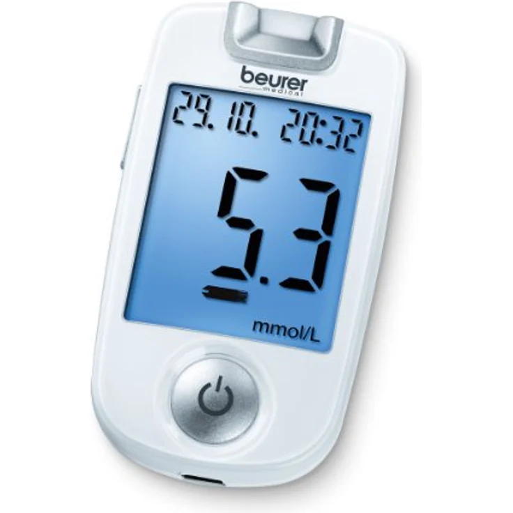 Beurer GL 40 Blutzuckermessgerät, weiß, klinisch getestet, beleuchteter Teststreifen-Einfuhrschacht, 480 Messwert-Speicherplätze, Starter-Set mit Stechhilfe und Teststreifen – Bild 1