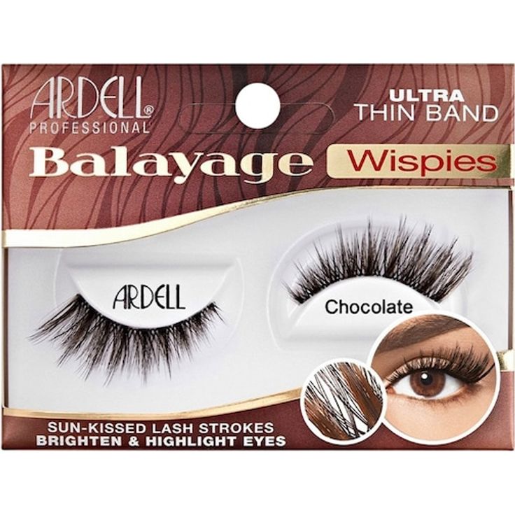 Ardell Balayage Wispies, Voluminöse Künstliche Wimpern in Schokoladenbraun mit Cat-Eye-Design, 1 ct