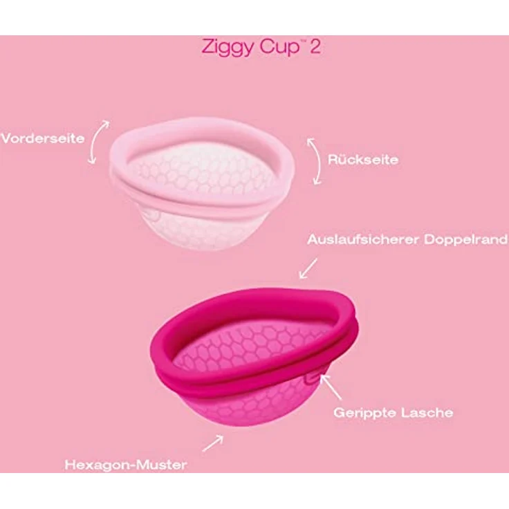 Intimina Ziggy Cup 2 B Menstruationstasse, 76 ml, hypoallergenes Silikon, wiederverwendbar, geeignet für Sport und Schwimmen während der Menstruation – Bild 5