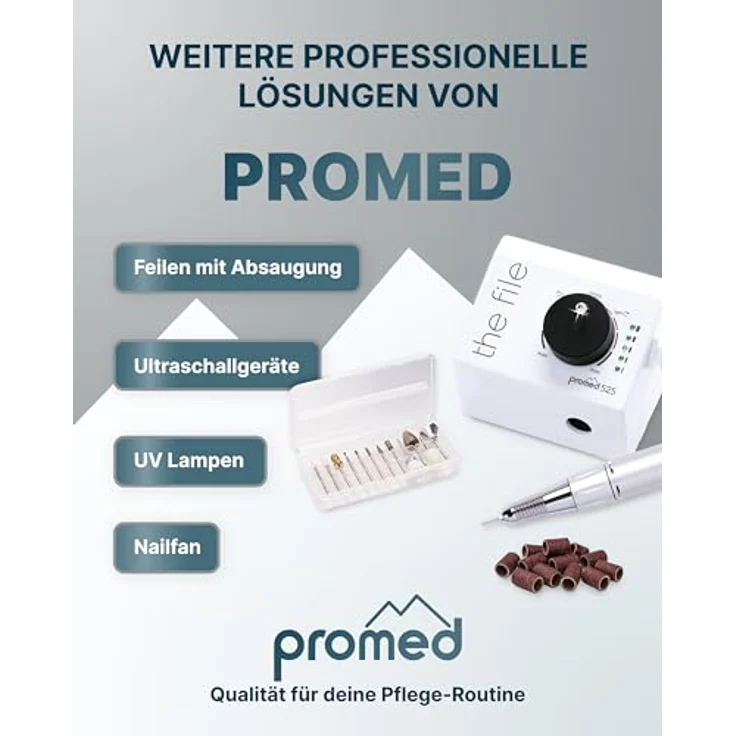 Promed the file 1130 elektrische Nagelfeile, Professioneller Nagelfräser inkl.18-teiligem Profizubehör für Nailart/Nageldesign, elektrisches Nagelfräser-Set für Maniküre/Pediküre, 30000 U/min – Bild 8