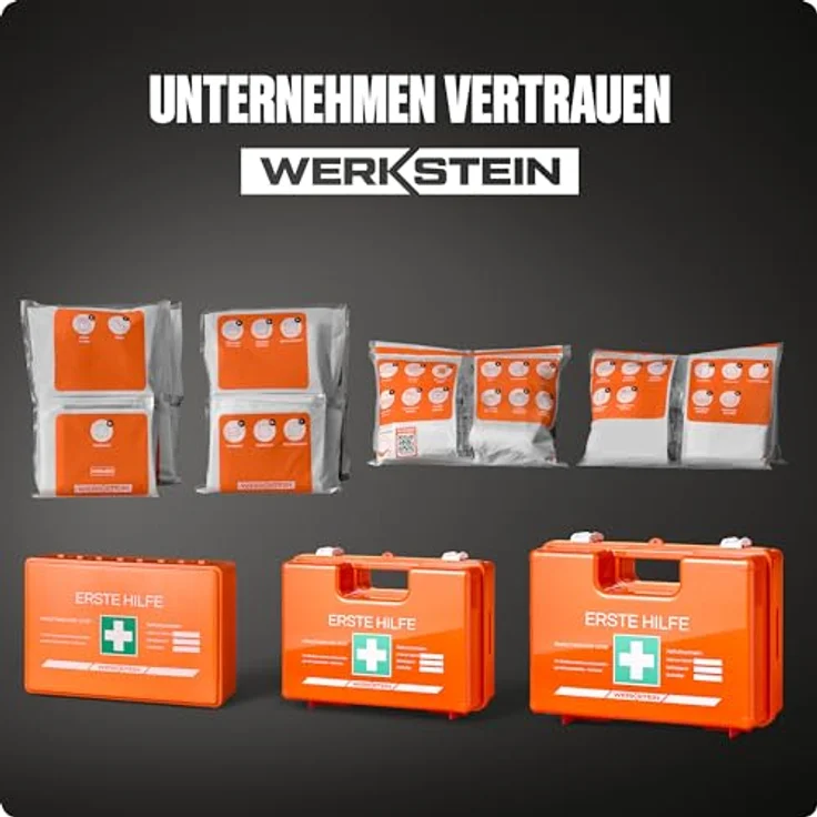 Werkstein Erste-Hilfe-Set Nachfüllset DIN 13157:2021 inkl. Erste Hilfe Anleitung, Verbandskasten Nachfüllset mit praktischen Innentaschen, 84 St, DIN 13157 Nachfüllset für Betriebe, Verbandsmaterial Set – Bild 7