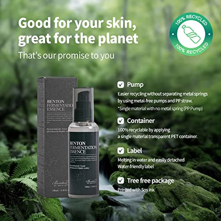 Benton Gesichtsserum Fermentation Essence, 100 ml mit Adenosin und Ceramiden für geschmeidige Haut und jugendliches Aussehen – Bild 3