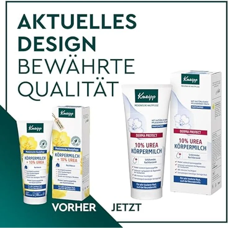 Kneipp DERMA PROTECT 10% UREA Körpermilch, parfümfrei, für sehr trockene Haut, auch bei Neurodermitis, 200ml, mit Nachtkerzenöl und Vitamin E – Bild 2