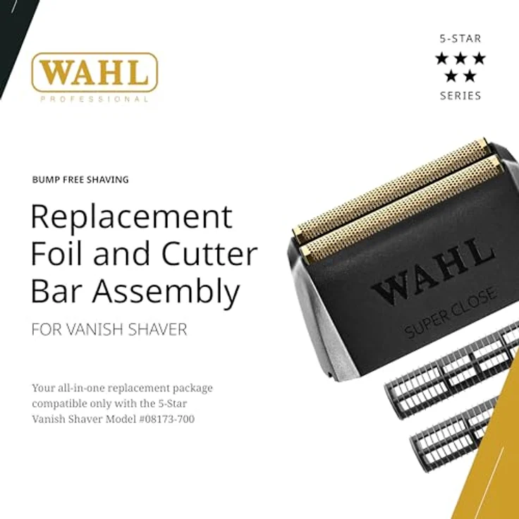 Wahl Vanish Lamellenmesser + Scherfolie, hypoallergene goldene Scherfolie für extrem glatte Haut, kompatibel mit Wahl Profi Vanish – Bild 2