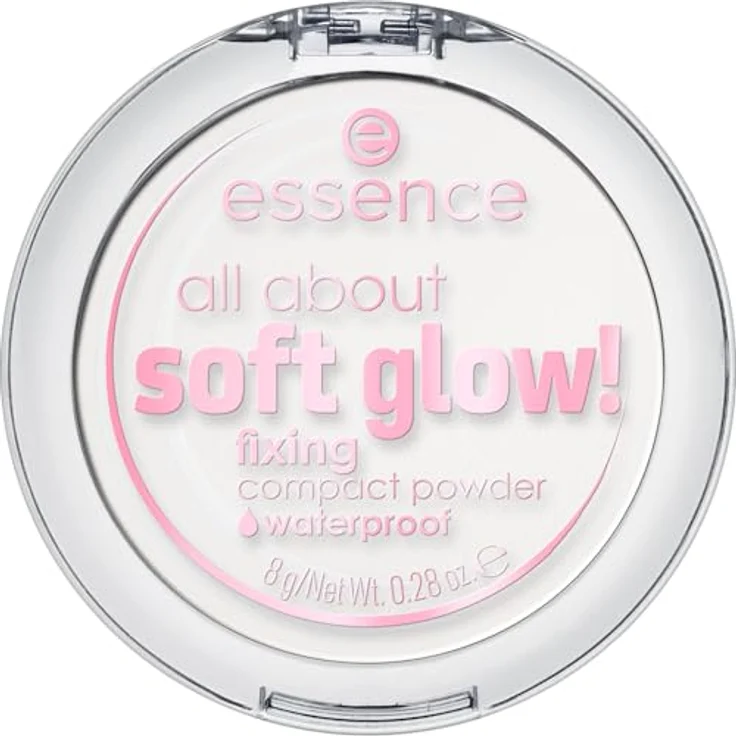 essence all about soft glow! fixing compact powder, waterproof, Weiß, vegan, ölfrei, schimmernd, 8g – Bild 2