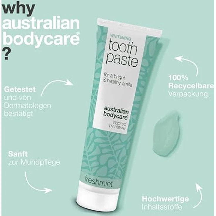 Australian Bodycare Whitening Zahnpasta, sanfte Formel zur Bekämpfung von Verfärbungen durch Kaffee, Tee und Wein, mit hydratisierter Kieselsäure und Menthol für frischen Atem – Bild 4