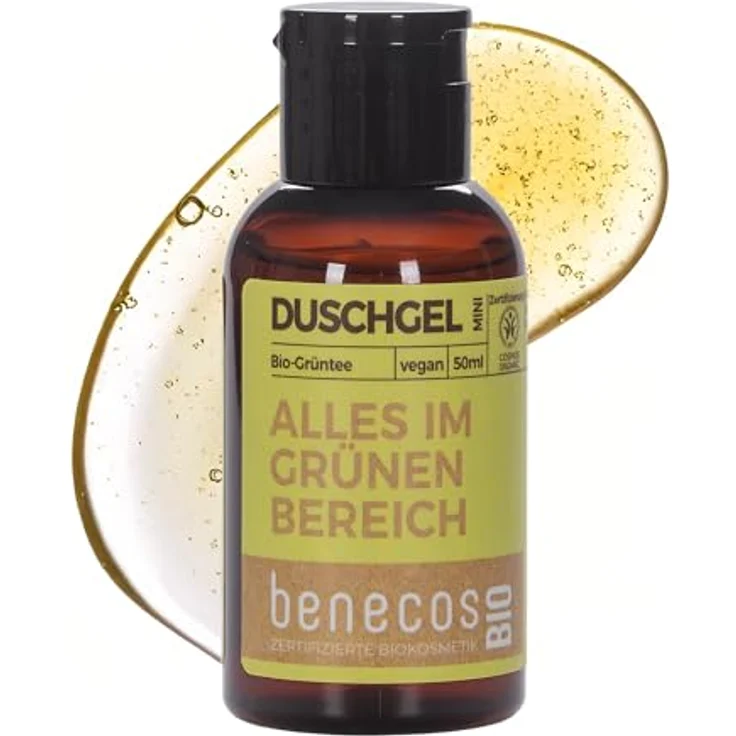 Benecos Duschgel Grüntee Mini, 50ml - Sanft reinigendes Duschgel mit Bio-Grünteeauszug und Bio-Apfelsaft – Bild 2