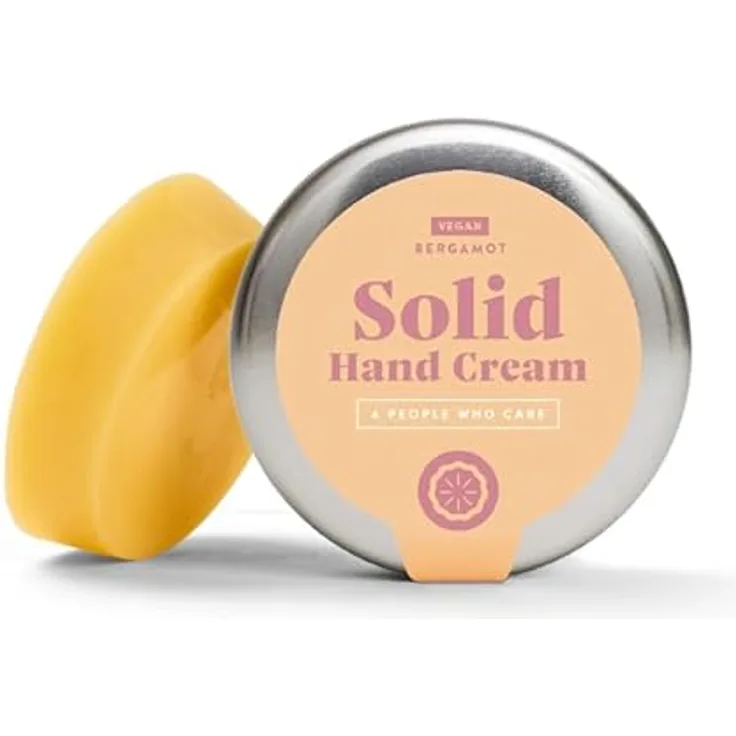 4peoplewhocare Handcreme Vegan 30g - "Veganer Daumenschmaus" - Feste Handcreme für trockene und rissige Hände - Shea Butter, Candelillawachs, Olivenöl, Bergamotte - Zertifizierte Naturkosmetik (Dose)