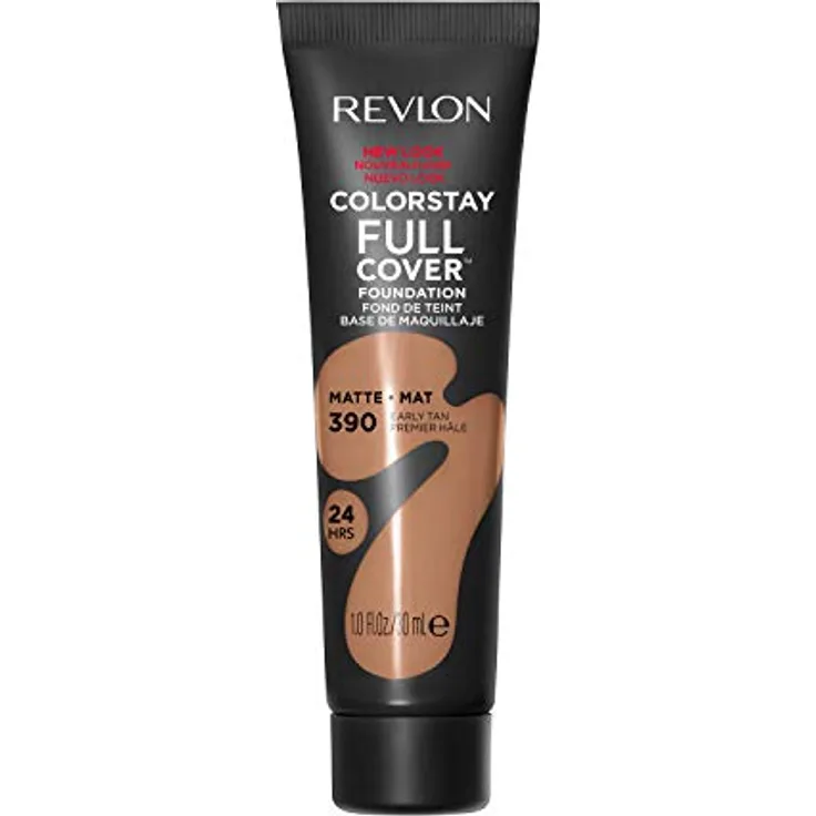 Revlon ColorStay Full Cover Longwear Matte Foundation, hitze- und schweißbeständig, leichtes Gesichts-Make-up, Farbton Early Tan (390), 30 ml