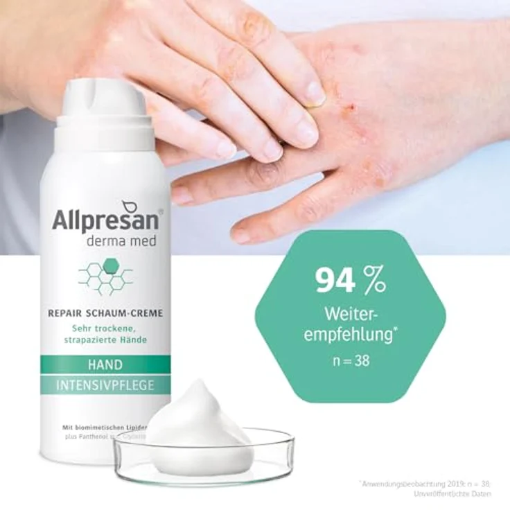Allpresan Derma med Repair Schaum-Creme HAND INTENSIVPFLEGE - Zur Pflege sehr trockener und strapazierter Hände - 100 ml – Bild 4
