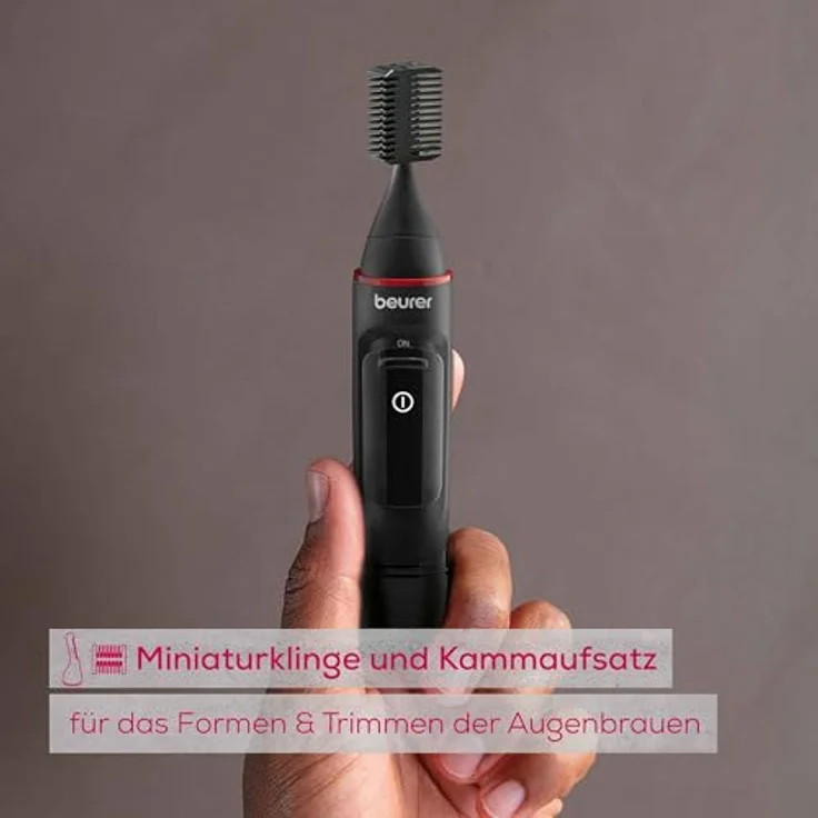 BEURER Nasen- und Ohrhaartrimmer MN3X, Präzisionstrimmer mit 2 Edelstahl-Aufsätzen und Kammaufsatz 3/6 mm, inklusive Aufbewahrungstasche – Bild 3