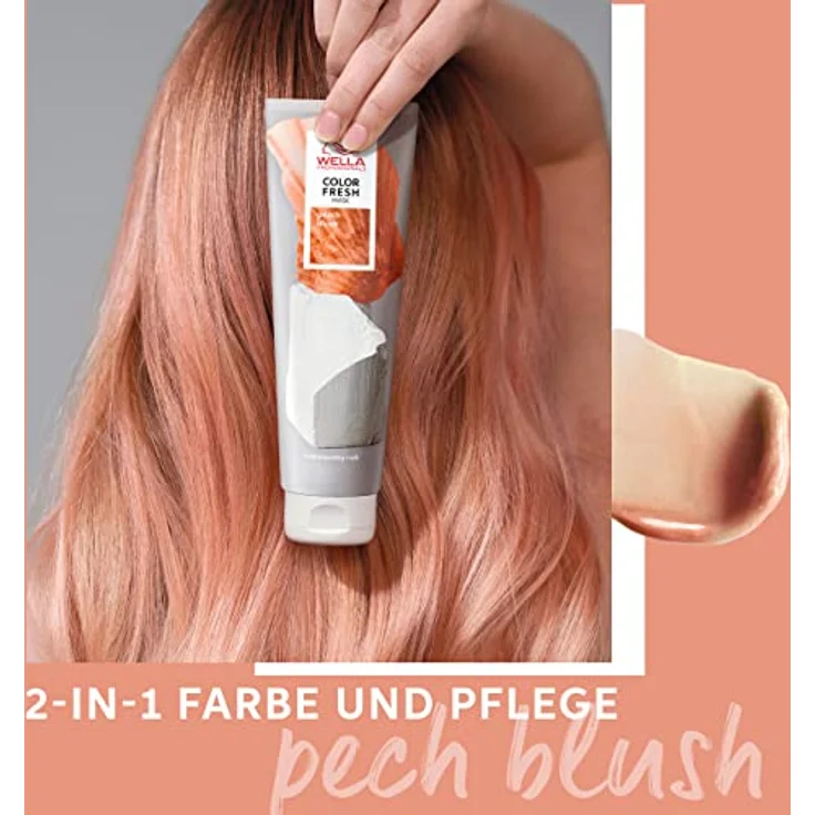 Wella Professionals Color Fresh Mask Peach Blush – Haarkur zum Beleben und Verändern der Haarfarbe – pflegende Tönung mit Avocadoöl – für blondes und aufgehelltes Haar – 150 ml – Bild 4