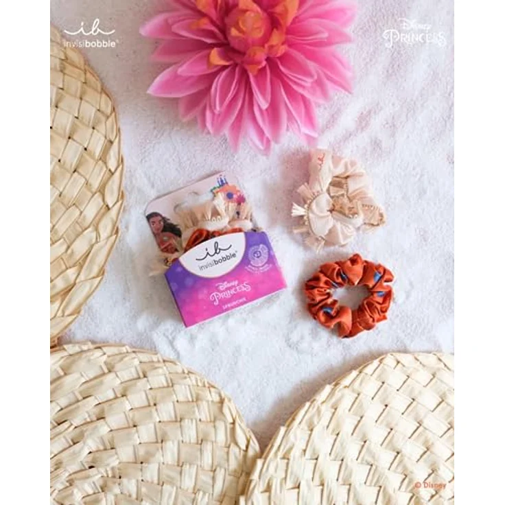 invisibobble KIDS Scrunchie Disney Moana – Beige & Orange 2er Set – Haarschmuck Mädchen, Haargummis Mädchen, Hochwertiges Scrunchies Set für Kinder – Bild 2