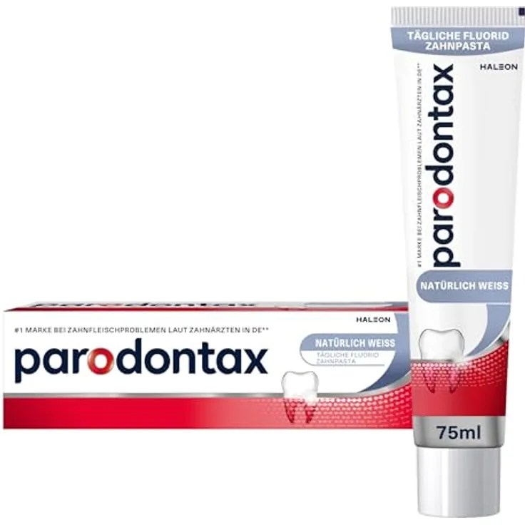 Parodontax Natürlich Weiss Zahncreme, hilft Verfärbungen zu entfernen und Zahnfleischbluten zu reduzieren, 75 ml