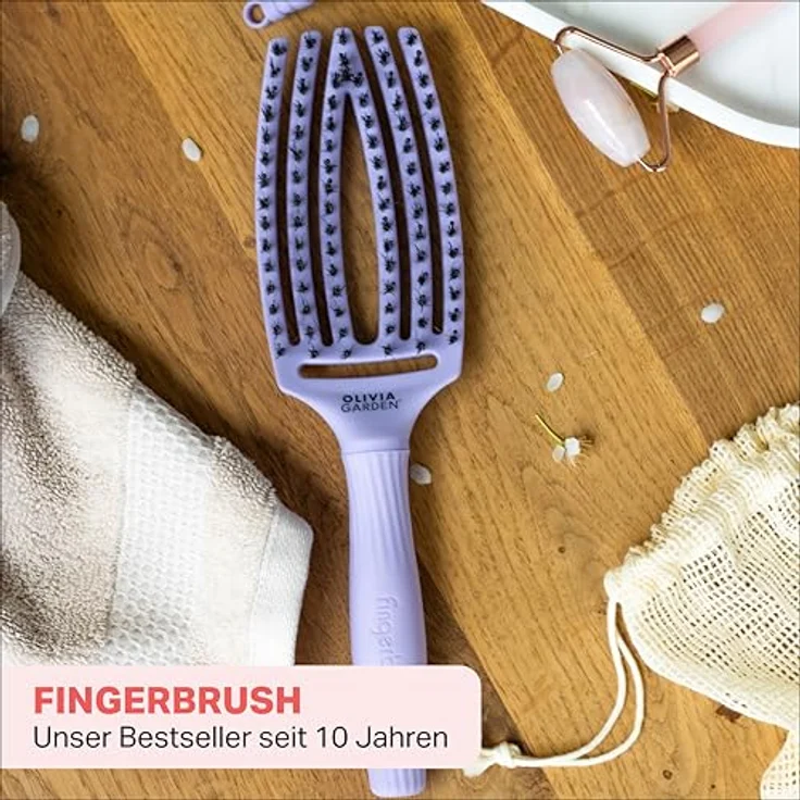 OLIVIA GARDEN Haarbürste Fingerbrush Combo Medium, Kopfhautschonende Entwirrungsbürste mit Massagefunktion – Bild 2