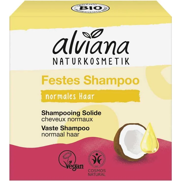 Alviana Festes Shampoo - Kokos & Arganöl, milde Reinigung für normales Haar, 60g