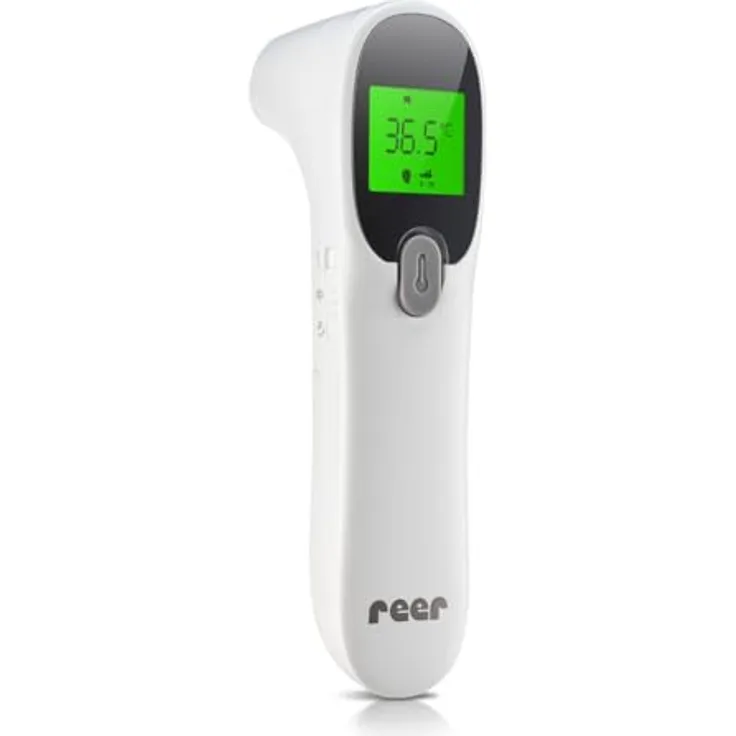 Reer Fieberthermometer Colour SkinTemp 3in1, kontaktloses Infrarotgerät mit integrierten Babymodus und 25 Speicherplätzen