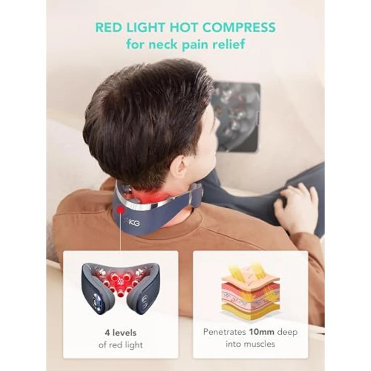 SKG G7 Pro Fold, faltbares Nackenmassagegerät mit 9-Kopf-Vibrationsmassage, Wärmefunktion und APP-Steuerung, kabellos tragbar, nur 270g – Bild 4