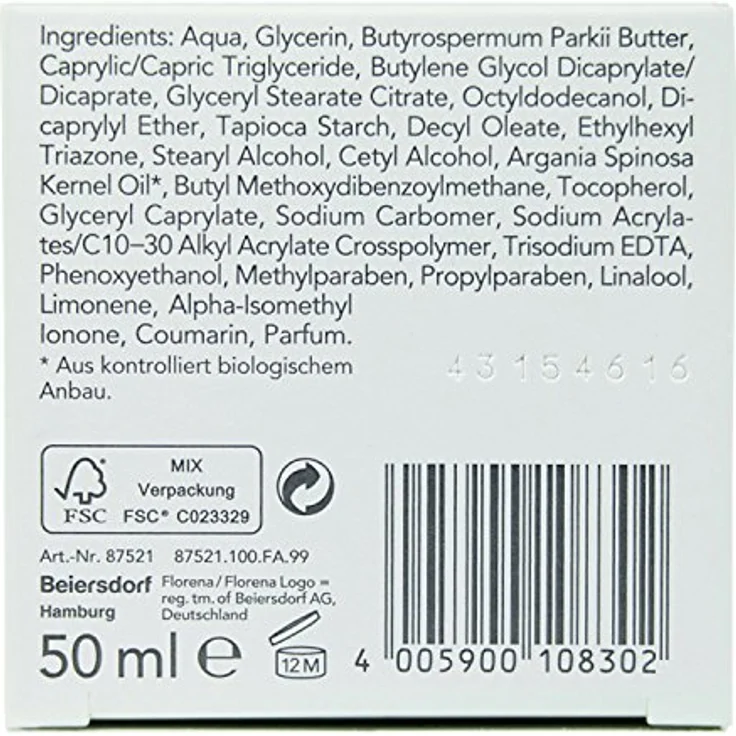 Florena Tagespflege Sheabutter&Argan. 50 ml Tagespflege für Damen und Herren – Bild 4