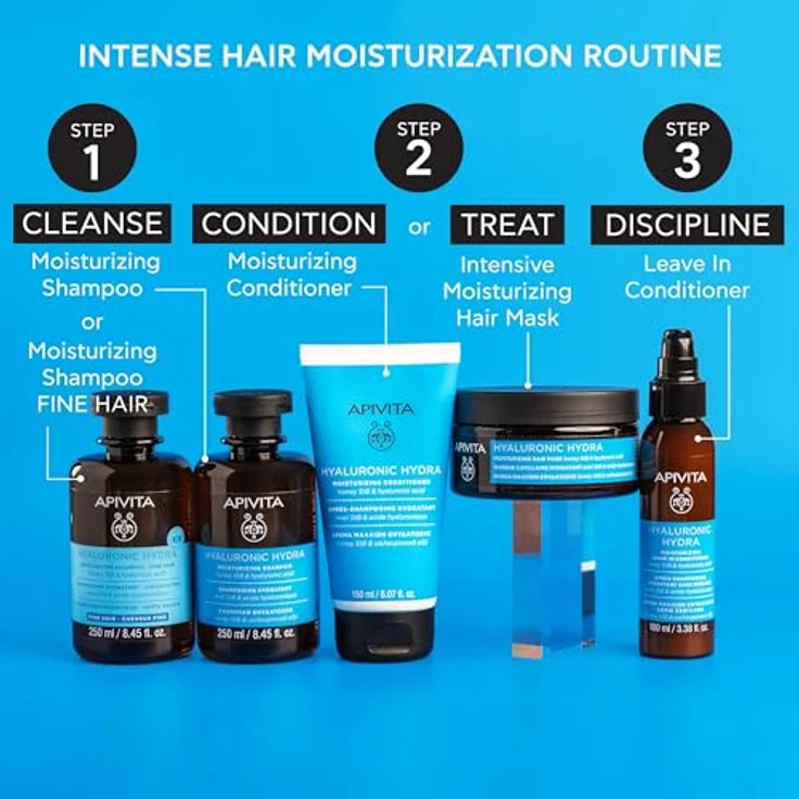 Apivita Hyaluronic Hydra Haarmaske 200ml, intensiv feuchtigkeitsspendende Pflege für geschädigtes Haar, natürliche Inhaltsstoffe – Bild 6
