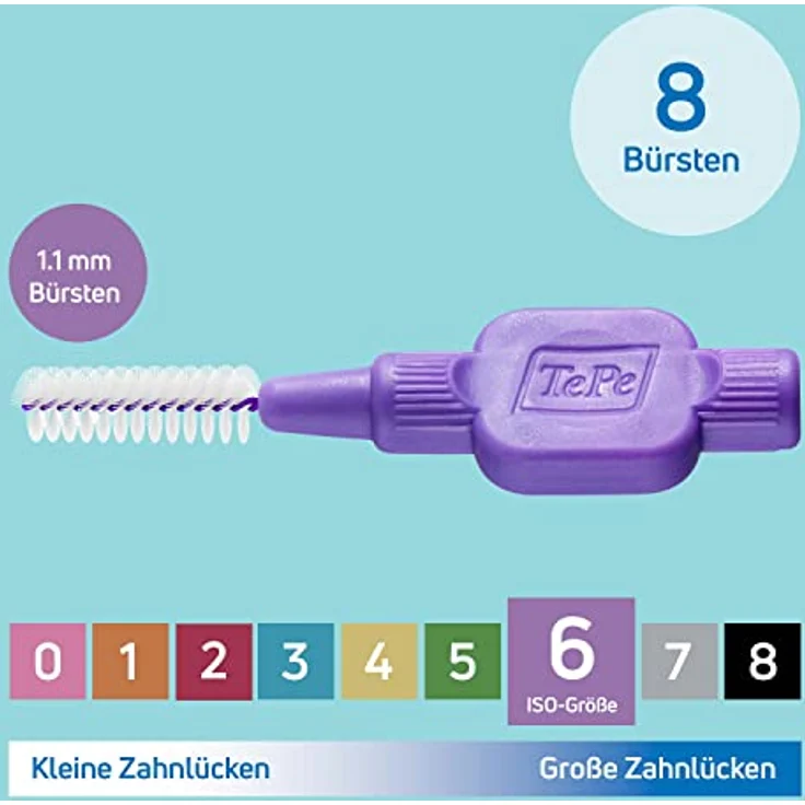 TePe Interdentalbürste - Für eine einfache und gründliche Reinigung der Zahnzwischenräume 1 x 8 Interdental Bürsten Interdentalbürsten lila – Bild 4