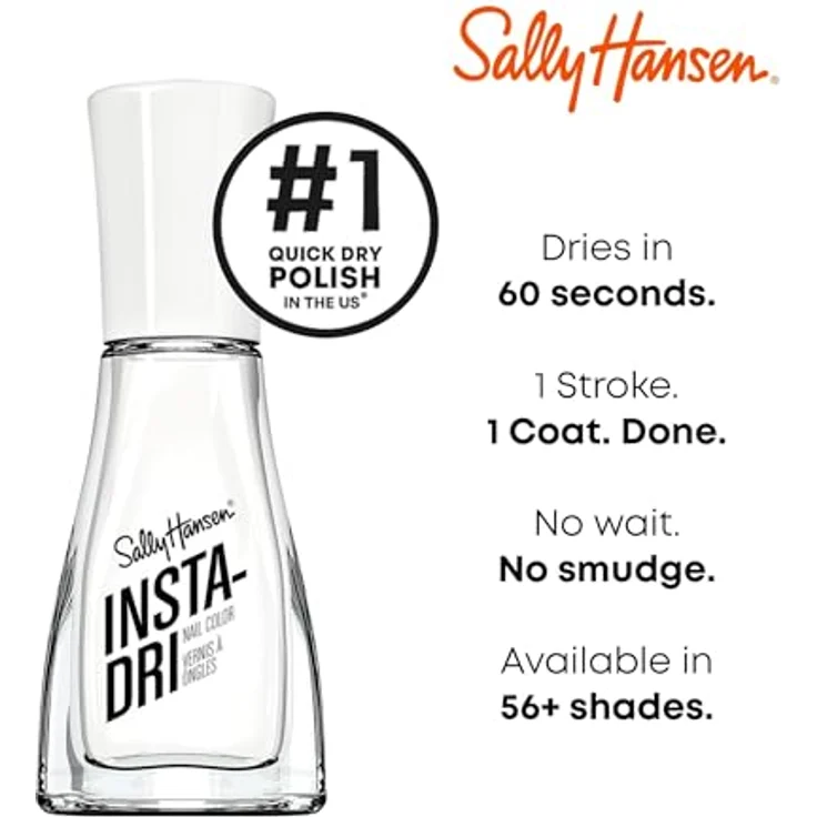 Sally Hansen Insta Dri, schnelltrocknender Nagellack in Farbton 113 White On Time, 9,17 ml mit langanhaltendem Glanz – Bild 4
