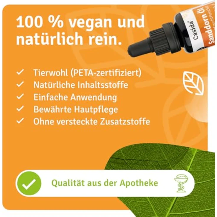 Casida Sanddornöl Sanddornfruchtfleischöl ätherisch, revitalisierendes Gesichtsserum, 30 ml – Bild 6