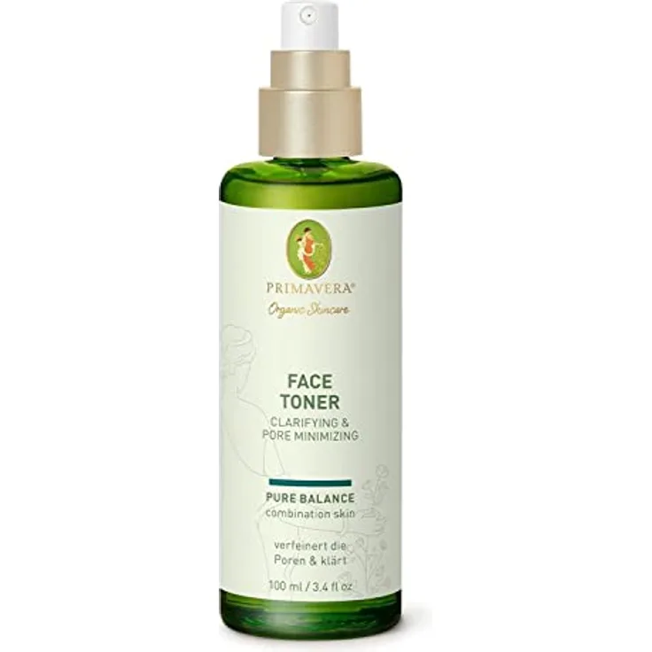 PRIMAVERA Face Toner - Clarifying & Pore Minimizing 100 ml - Naturkosmetik - Klärendes Gesichtswasser für ölige Haut und Mischhaut - mattiert und reguliert die Haut - vegan