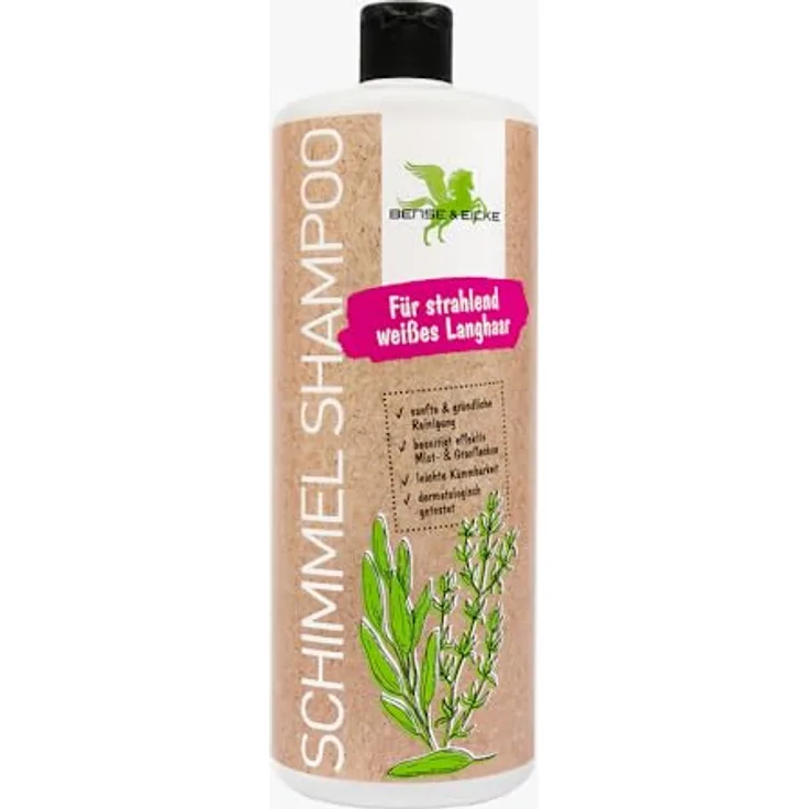 Bense & Eicke Schimmel Shampoo 5L, für strahlend weiße Pferde, duftet nach Salbei & Thymian mit Perlenglanz