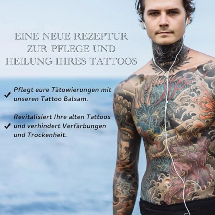 P-Beauty 2x Tattoo Butter Balsam, Pflegecreme mit Vitamin E, 75g - Aftercare für Tätowierungen, unterstützt Heilung & Feuchtigkeit, Schutz gegen Austrocknen, Minzaroma – Bild 3
