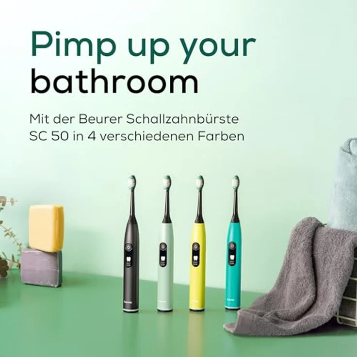 Beurer SC 50 Green Planet Peppermint, Schallzahnbürste mit 5 Reinigungsprogrammen, LCD-Display und 100% recyceltem Material – Bild 9