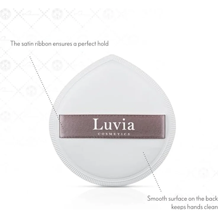 Luvia Cosmetics Single Makeup Puff, tropfenförmige Puderquaste mit ergonomischem Halteband, weiß – Bild 4