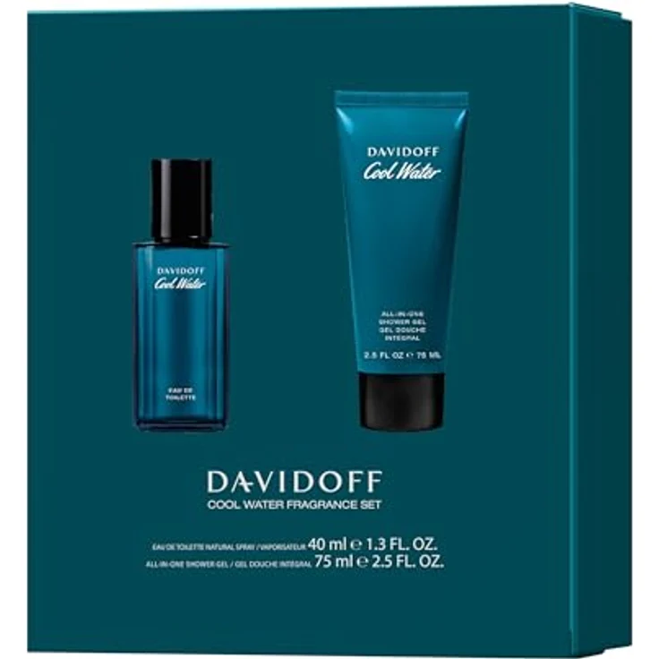 Davidoff Cool Water Geschenkset für Herren, Parfumiertes Duschgel und Eau de Toilette 40 ml, pflegendes Kosmetik-Set – Bild 2