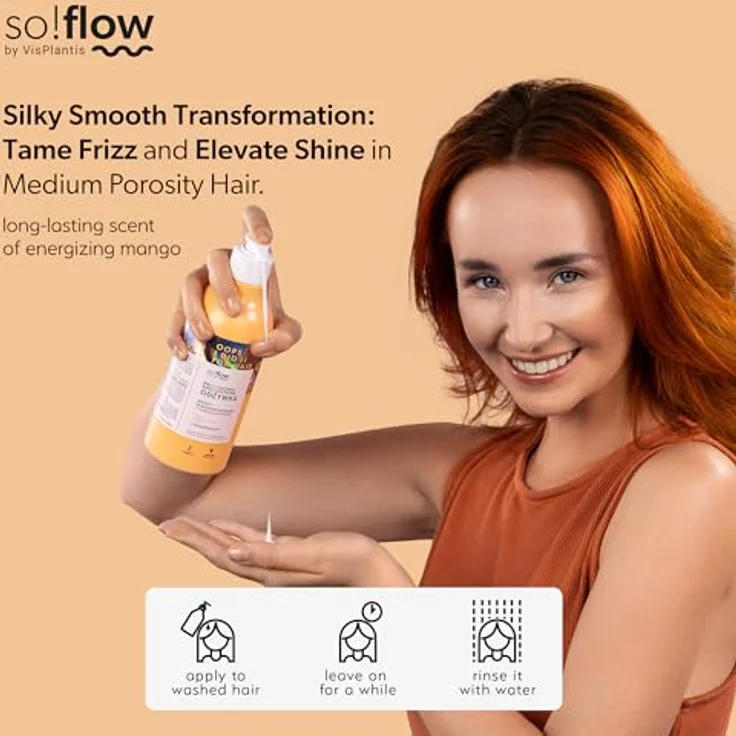 Vis Plantis So!Flow Protein-Emollient Conditioner, 400ml für mittelporiges und krauses Haar, vegan, mit Arganöl und Aloe Vera – Bild 2