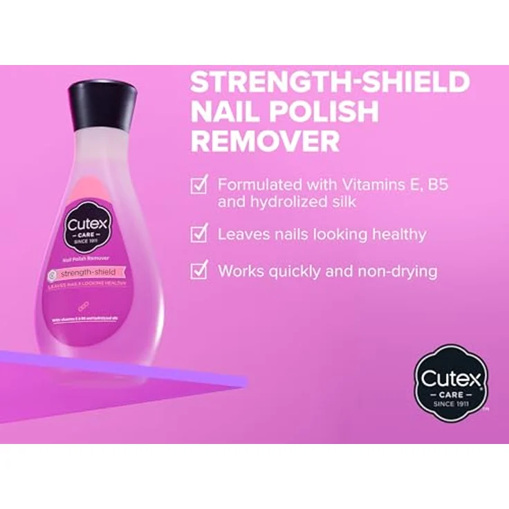 Cutex Strength-Shield Nagellackentferner, schnell wirkende Formel mit Vitamin E und B5, hydrolisierter Milch, 150ml – Bild 2