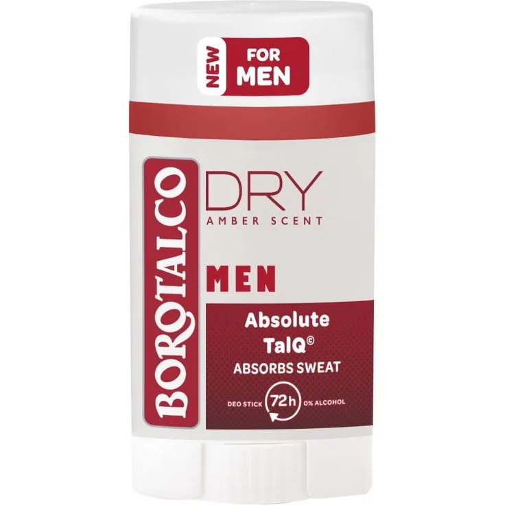 Borotalco Men Dry Amber Scent Deo Stick, 40ml, alkoholfrei, langanhaltender Schutz gegen Schwitzen und Geruch