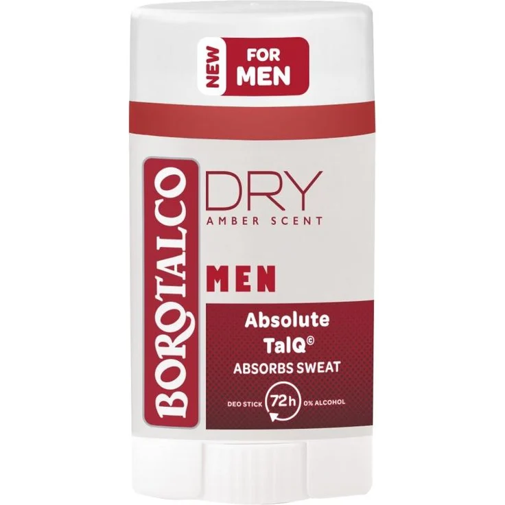 Borotalco Men Dry Amber Scent Deo Stick, 40ml, alkoholfrei, langanhaltender Schutz gegen Schwitzen und Geruch