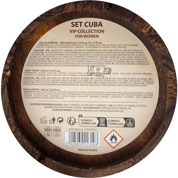 Cuba Cuba Vip, 4-teiliges Geschenkset für Damen, 180 ml EDP-Spray, 300 ml Eau de Parfum, 170 g Body Lotion, aromatischer Duft mit schwarzem Pfeffer und Zitrone – Bild 5