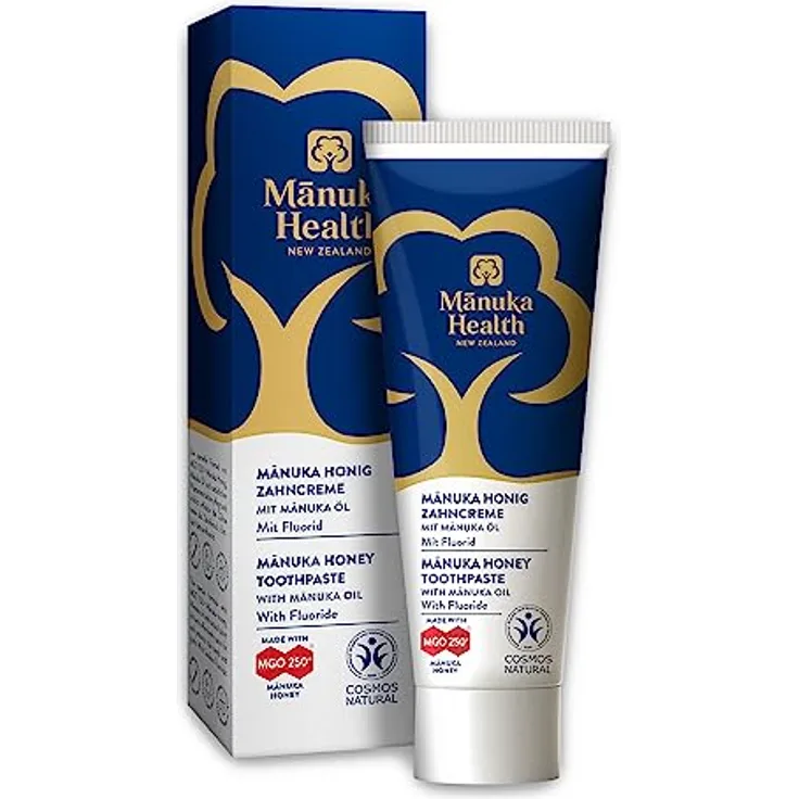 Manuka Health - Manuka Honig Zahncreme mit MGO 250+ Honig und Manuka Öl mit Fluorid, Natürlicher Minzgeschmack, Ohne Titandioxid, Ohne Schäumungsmittel (SLS), 75ml