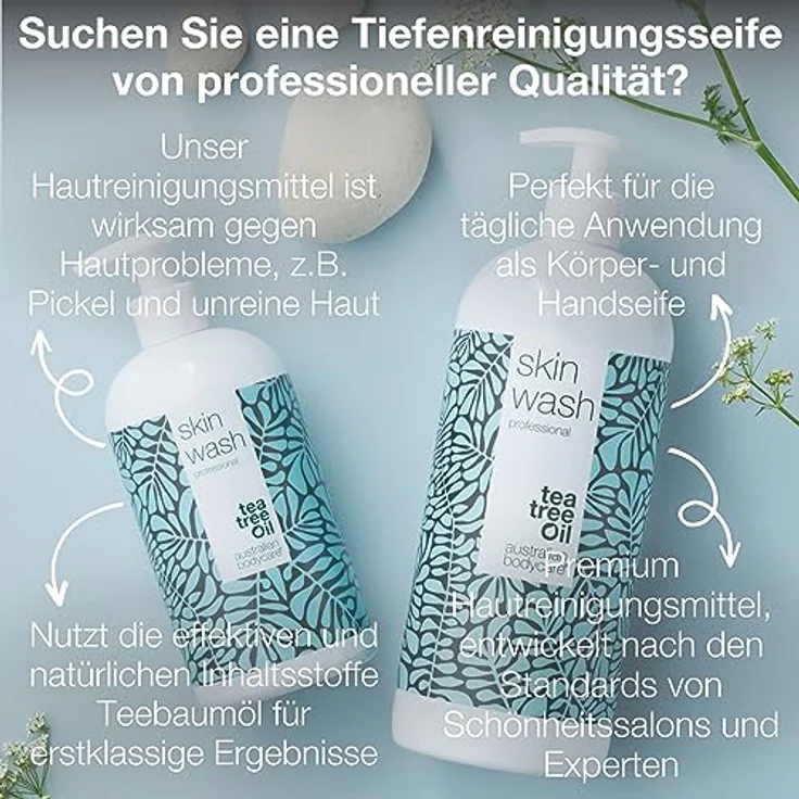 Australian Bodycare Teebaumöl Duschgel Professional 1000 ml - Für weiche, unreine Haut, Pickel - Ideal vor Haarentfernung mit Wachs/Rasur – Bild 2