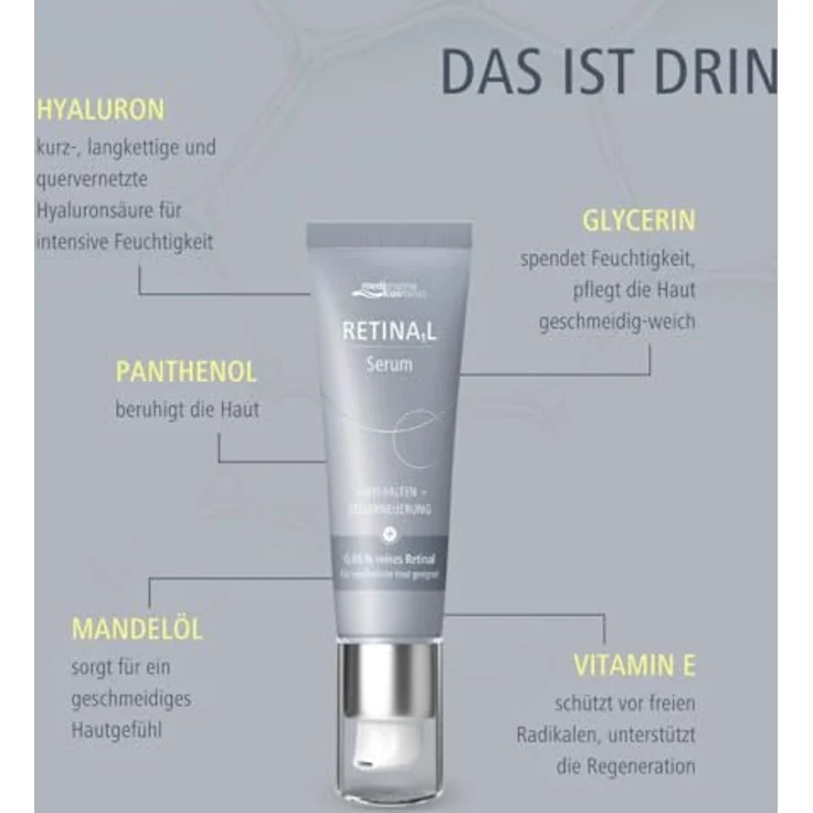 Dr. Theiss Naturwaren Medipharma cosmetics Retinal Serum 30 ml, Gesichtsserum mit 0,05% Retinal zur Faltenreduktion und Verbesserung der Hautstruktur – Bild 4