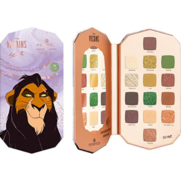 essence Disney Villains Scar eyeshadow palette, Lidschatten, Nr. 03, Mehrfarbig, 14 Farben, langanhaltend, vegan, ohne Mikroplastikpartikel, Nanopartikel frei, ölfrei, 1er Pack (11.2g)
