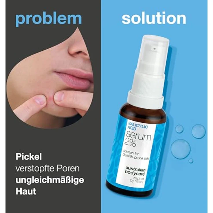 Australian Bodycare Salicylic Acid Serum, Gesichtsserum für fettige und problematische Haut mit 30 ml Salicylsäure, reduzieren Talgproduktion und verfeinern Poren – Bild 2