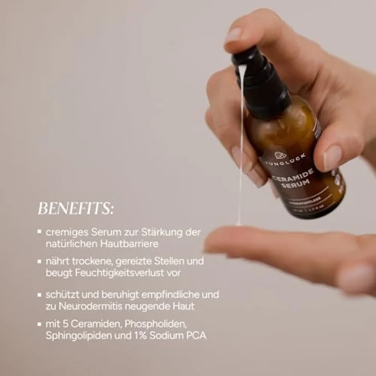 Junglück Ceramide Serum, Gesichtsserum mit 5 Ceramiden und 2% Sodium PCA für intensive Feuchtigkeit, 50 ml – Bild 2